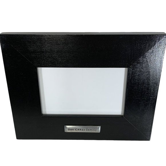 One Crazy Family Photo Black Frame Tabletop Fits 4"x6" Picture Silver Plate - Picture 2 of 12